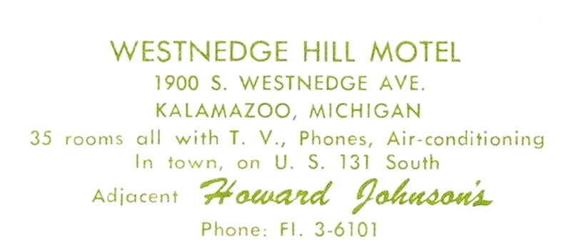 Kalamazoo Inn Motel (Westnedge Hill Motel) - Vintage Postcard